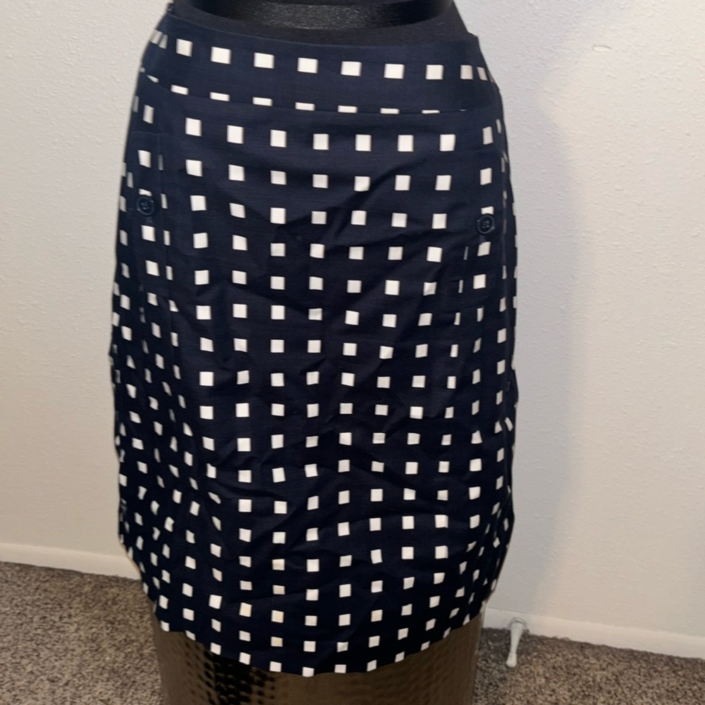 Ann Taylor Navy and White Midi Skirt